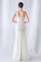 Ostrich Feather Sequin Evening Party Dress