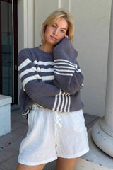 Color Block Stripe Knit Sweater
