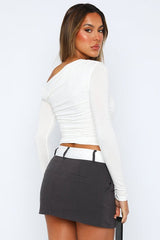 Off Shoulder Ruffled Long Sleeve Knit Top