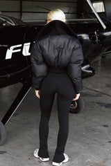 Black Waistband Puffer Jacket