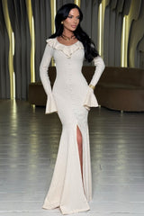 High Split Fish Tail Knit Sweater Dress