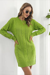 Loose Fit Cable Knit Sweater Dress