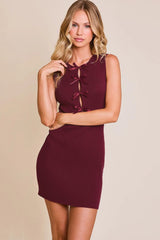 Sleeveless Bow Cutout Knit Sweater Dress