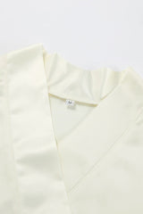White Satin Long Sleeve Tie Blouse