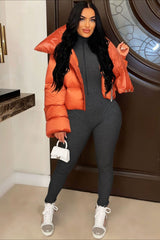 High Neck Scarf Collar Quilted Puffer Jacket