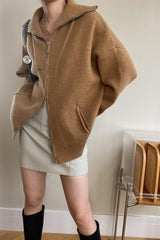 Double Zipper Shawl Collar Sweater