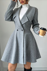 Button Waist Mid Length Sleeve Overcoat