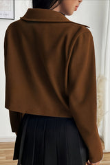 Solid Color Cropped Zip Sleeve Jacket