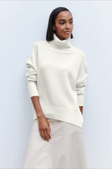 Anti Pilling Loose Turtleneck Sweater White / S