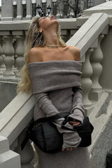 Off Shoulder Knit Sweater Dress