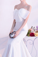 Bow Strapless Mermaid Maxi Party Dress