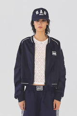 Embroidered Retro Bomber Jacket Navy blue / S