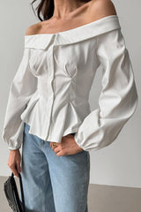 Off Shoulder Boat Neck Blouse