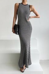 Sleeveless Striped Knit Sweater Dress