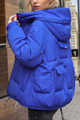Cropped Insulated Cargo Puffer Jacket S / Blue