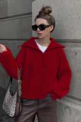 Half Zip Casual Knit Sweater