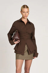 Waist Defining Tie Slim Fit Blouse