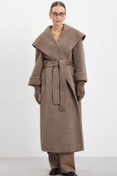 Wrap Notch Collar Cape Wool Blend Overcoat