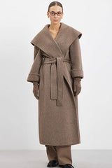 Wrap Notch Collar Cape Wool Blend Overcoat