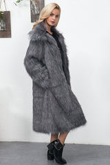 Faux Fur Longline Plus Size Coat Grey / S coats