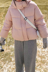 Cropped Plush Lined Oversized Puffer Jacket