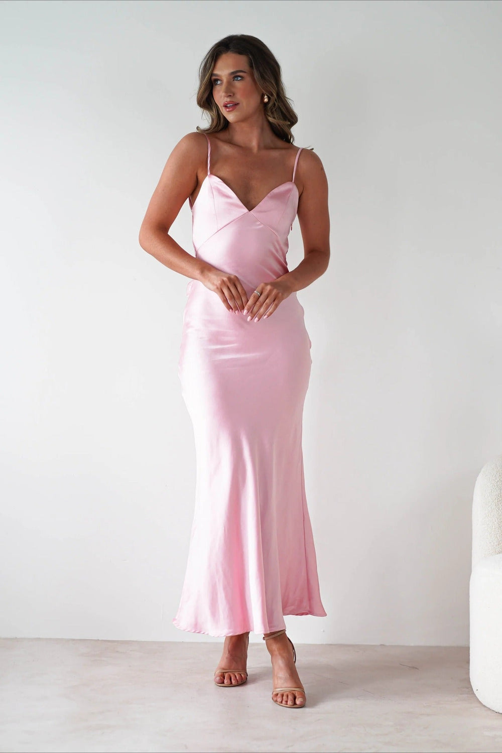 Satin Backless Tie Party Dress