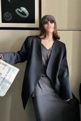 Oversized Black Casual Blazer