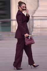 Office Style Burgundy Pants and Blazer