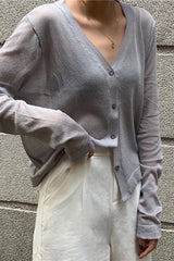 V Neck Lightweight Knit Cardigan