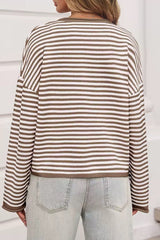 Striped Color Block Cardigan S / Brown