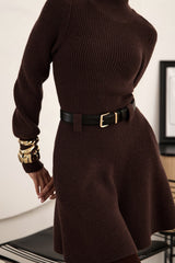 Thick Knit Turtleneck Sweater Dress