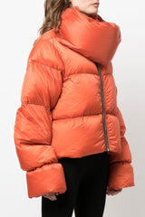 High Neck Scarf Collar Quilted Puffer Jacket S / Orange
