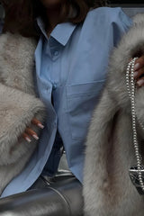 Faux Fox Fur Long Sleeve Coat coats