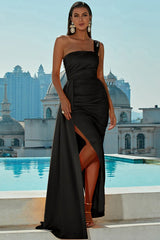 Asymmetrical One Shoulder Slit Party Dress
