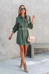 Corduroy Belted Pocket Detail Overcoat