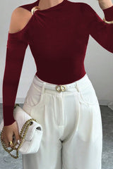 Metallic Trim Bodycon Knit Top