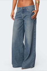 Low Waist Printed Wide Leg Jeans