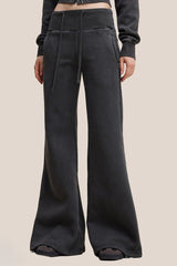 Fleece Lined Bodycon Flared Knit Pants