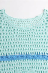 Hollow Knit Contrast Tank Sweater Dress