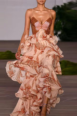 Chic V Neck Pleated Boho Dress