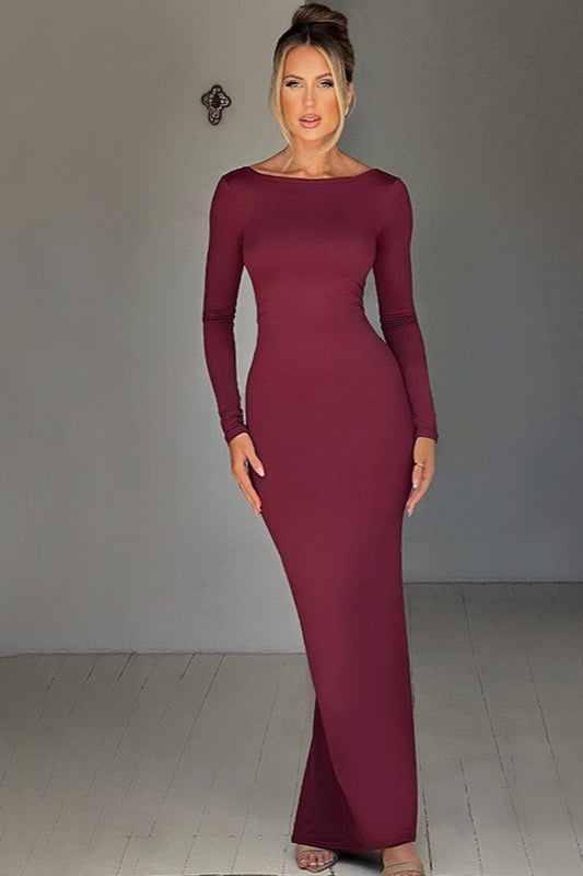 Long Sleeve Backless Bodycon Formal Dress