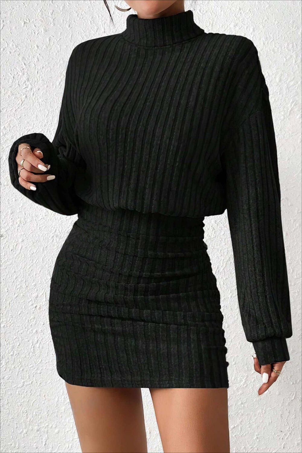 Slim Fit Ribbed Knit Sweater Dress