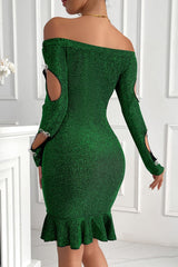 Off-Shoulder Slim Bodycon Sweater Dress