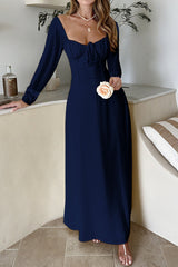 Solid Long Sleeve Party Dress S / Navy blue