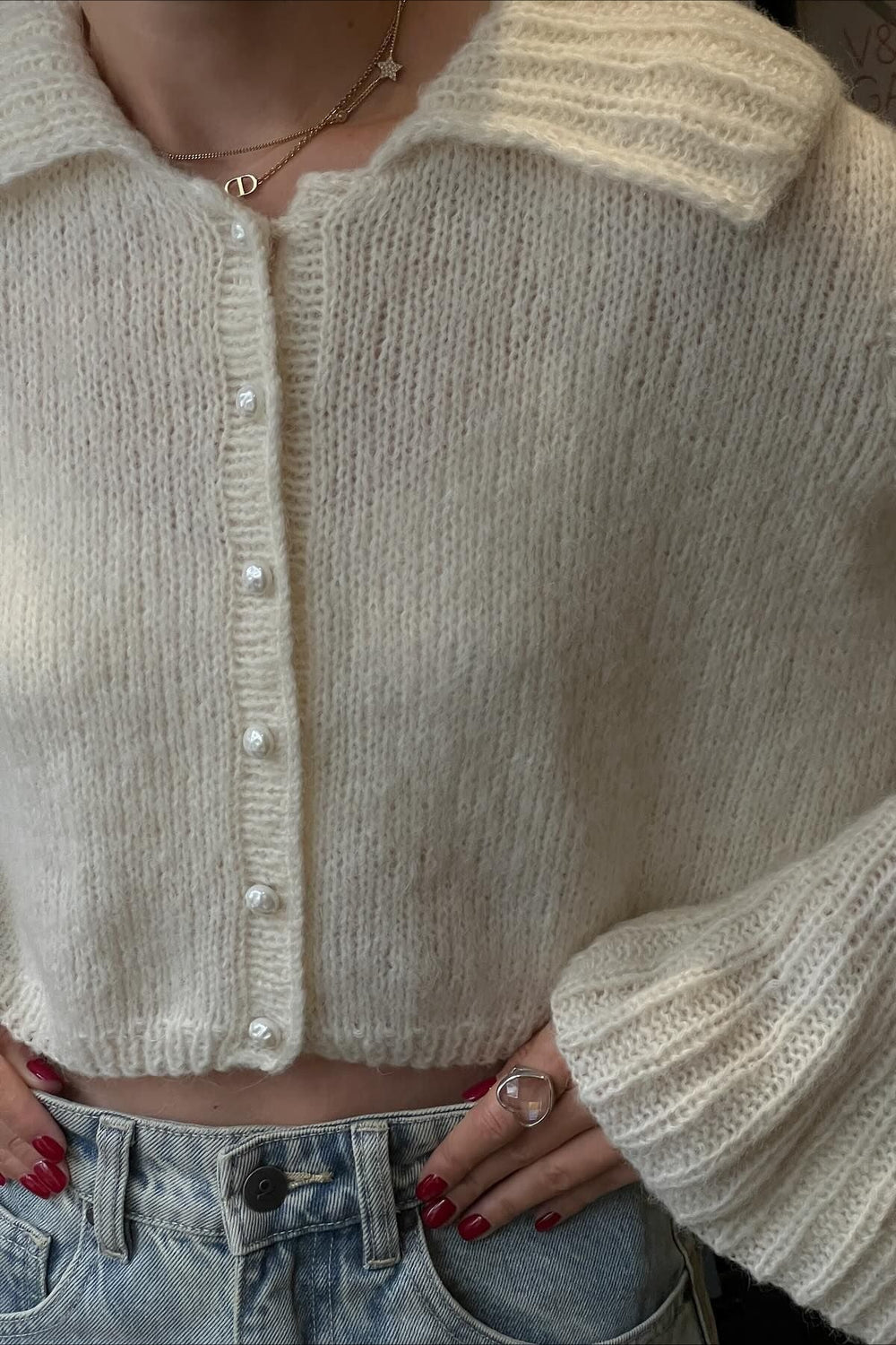 Ruffled Collar Flare Sleeve Knit Sweater