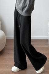 Plush Wool Draped Wide Leg Knit Pants