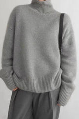 Minimalist Turtleneck Solid Color Loose Fit Knit Sweater