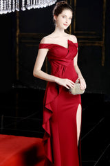 Slit Off Shoulder Mermaid Maxi Party Dress