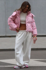 Chic Printed Puffy Puffer Jacket