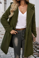 Mid Length Fuzzy Lapel Coat coats